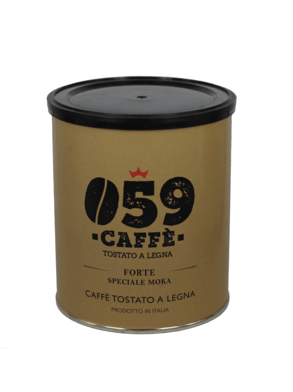 Barattolo caffè tostato a legna macinato forte Moka
