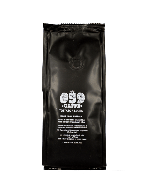Sacchetto caffè tostato a legna macinato 100% Arabica Moka