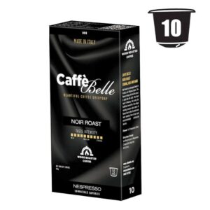 CaffeBelle Nespresso capsula compatibile 100pcs Tostato a legna ALLUMINIO BLACK FORTE