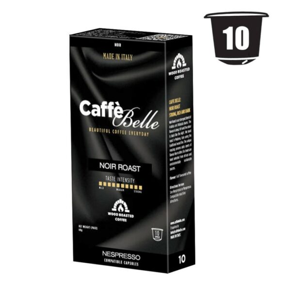 CaffeBelle Nespresso capsula compatibile 100pcs Tostato a legna ALLUMINIO BLACK FORTE