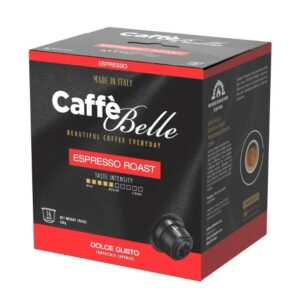 16 Capsule Dolce Gusto CaffeBelle  Compatibile  Tostato a legna Miscela : RED