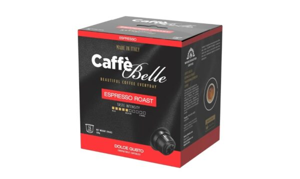 16 Capsule Dolce Gusto CaffeBelle  Compatibile  Tostato a legna Miscela : RED