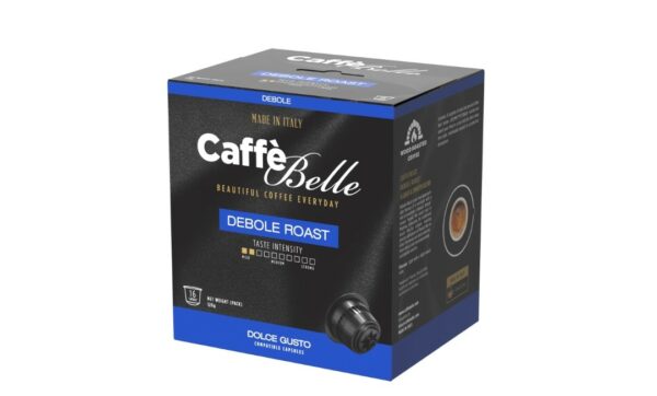 16 Capsule Dolce Gusto CaffeBelle Compatibile   Tostato a legna Miscela : BLUE